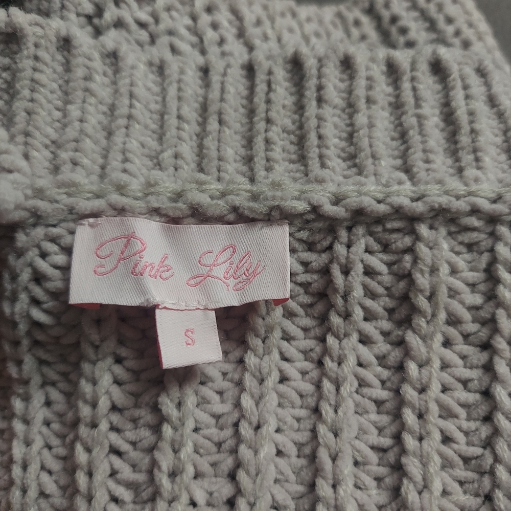 Pink Lily Sweater Crocheted Knitted Oversize Look - Picture 3 of 3